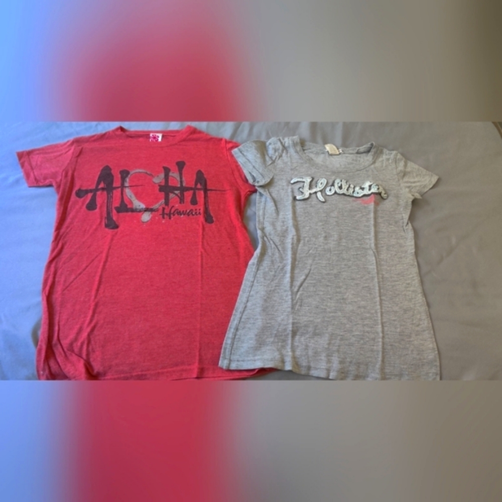 Gray Hollister T-Shirt and Red Aloha Hawaii T-Shirt